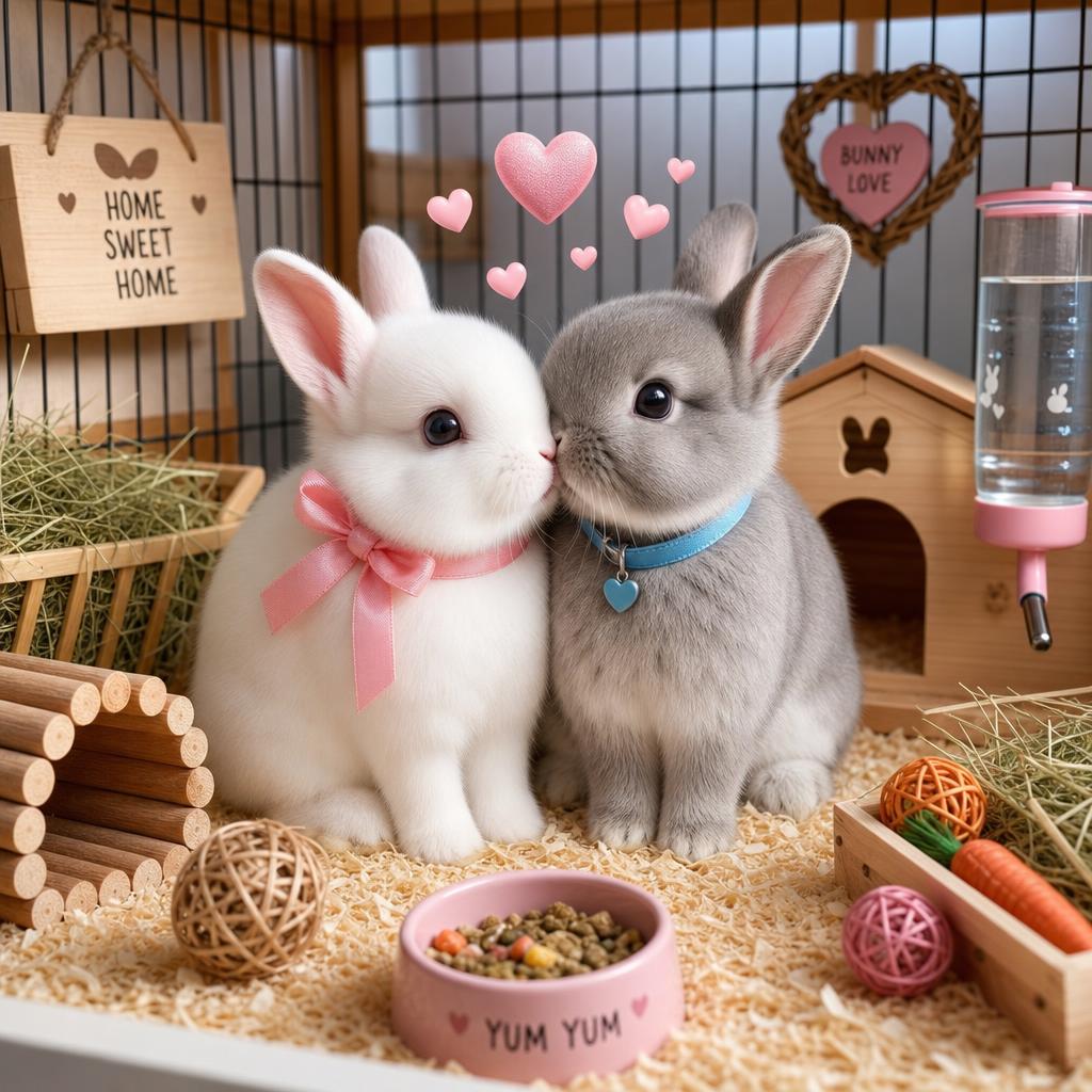 Holland Lop rabbits in love